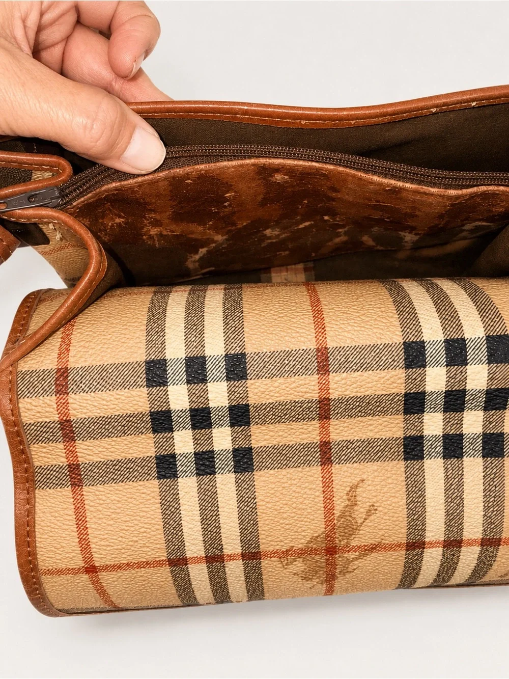 Burberry Vintage Check Tan & Brown Crossbody Bag